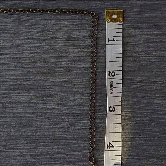 "5/$25" Edgy Brasstone Multi-layered Spike Disc Dangle Charm Necklace - Picture 7 of 7